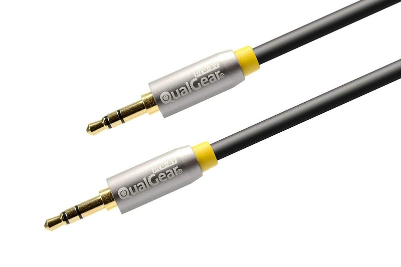 QualGear 100% OFC Copper, Gold Plated Contacts, 3.5mm Male to 3.5mm Male Premium Auxiliary Stereo Audio Cable - 3.5mm Male to 3.5mm Male - 4' Black (Qg-Acbl-4ft) - Image 1